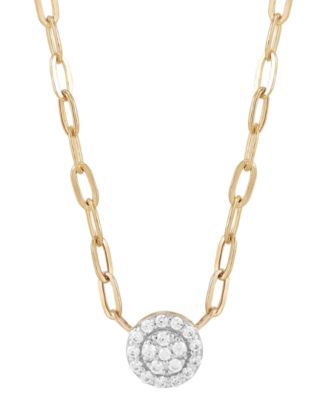 Macy's - Diamond Halo Cluster Paperclip Link 18" Pendant Necklace (1/10 ct. t.w.) in 10k Gold