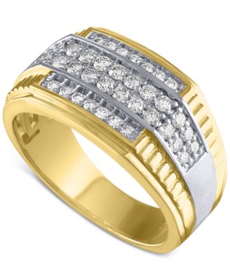 Macy's - Men's Diamond Horizontal Cluster Ring (3/4 ct. t.w.) in 10k Gold