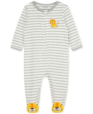 Little Me - Baby Boys Stripped Lion Footie
