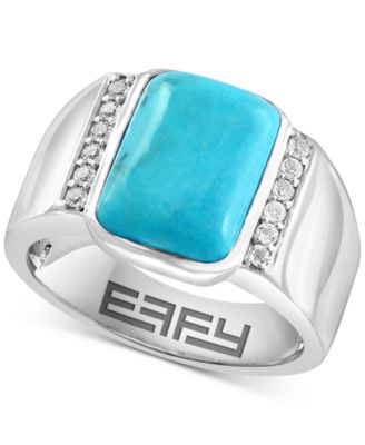 EFFY Collection - Men's Turquoise & White Topaz (1/4 ct. t.w.) Ring in Sterling Silver
