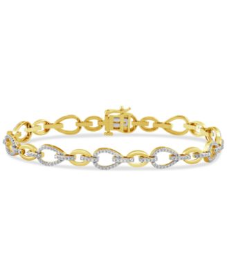 Macy's - Diamond Open Pear Link Bracelet (1 ct. t.w.) in 14k Gold-Plated Sterling Silver