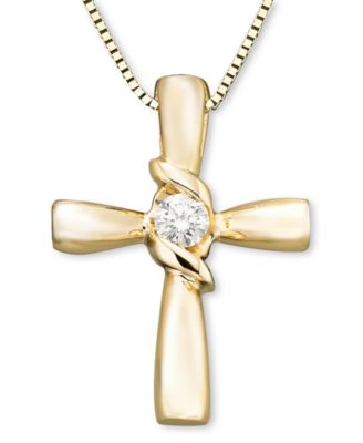 Sirena - Serena 14k Gold Diamond Cross Pendant (1/10 ct. t.w.)
