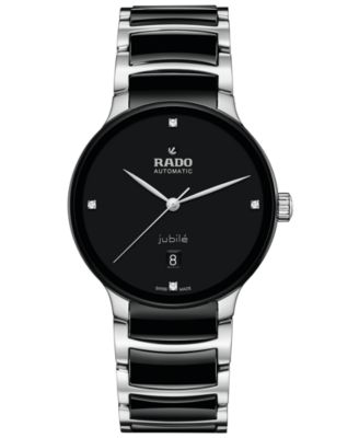 Rado - Unisex Swiss Automatic Centrix Diamond (1/20 ct. t.w.) Black High-Tech Ceramic & Stainless Steel Bracelet Watch 39mm