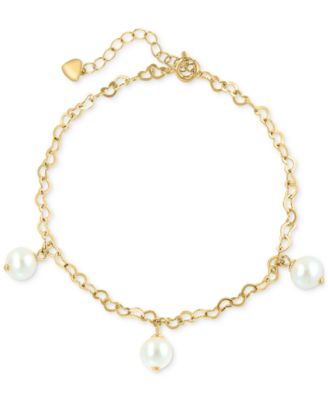 EFFY Collection - Freshwater Pearl (7mm) Dangle Link Bracelet in 14k Gold-Plated Sterling Silver