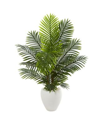 Nearly Natural - 4.5' Paradise Palm Artificial Tree in White Planter