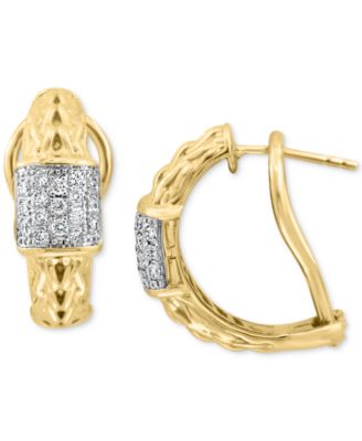EFFY Collection - Diamond Extra Small Hoop Earrings (3/8 ct. t.w.) Earrings in 14k Gold-Plated Sterling Silver, 0.33"
