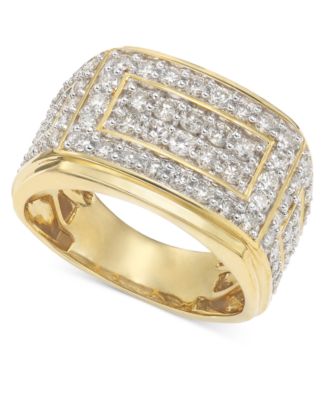 Macy's - Men's Diamond Cluster Ring (2 ct. t.w.) in 10k Gold
