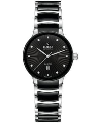 Rado - Women's Swiss Automatic Centrix Diamond (1/20 ct. t.w.) Black High-Tech Ceramic & Stainless Steel Bracelet Watch 31mm