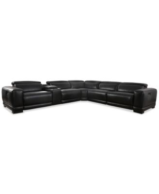 Furniture - Krofton 6-Pc. Beyond Leather Fabric Sectional with 2 Power Motion Recliners