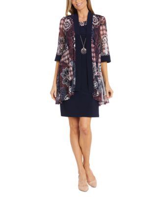 R & M Richards - Women's 2-Pc. Printed Jacket & Necklace Dress Set
