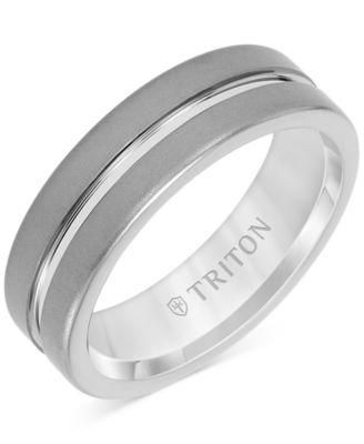 Triton - Men's Sandblast Double Row Wedding Band in Gray Tungsten Carbide