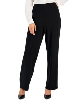 AK Anne Klein - Petite Solid Wide-Leg Pull-On Knit Pants