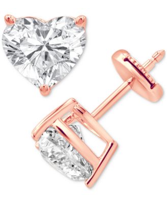 Badgley Mischka - Certified Lab Grown Diamond Heart-Cut Stud Earrings (4 ct. t.w.) in 14k Gold