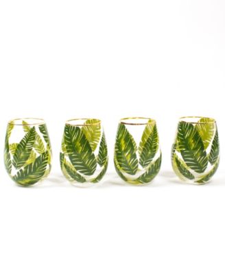 8 Oak Lane - Stemlesss Wine Glass Botanical Leaf