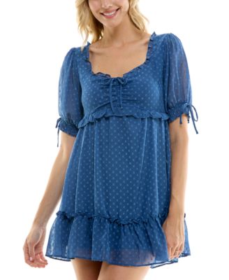 B Darlin - Juniors' Clip-Dot Chiffon A-Line Dress