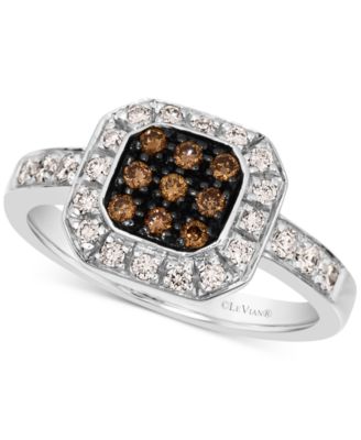 Le Vian - Chocolate Diamond & Nude Diamond Halo Cluster Ring (1/2 ct. t.w.) in 14k White Gold