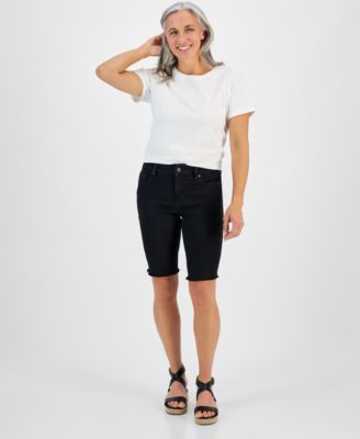 Style & Co - Petite Raw-Edge Denim Bermuda Shorts