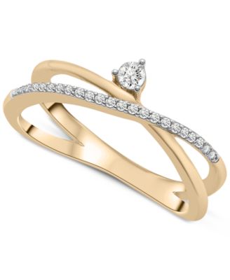 Wrapped - Diamond Crossover Ring (1/6 ct. t.w.) in 10k Gold