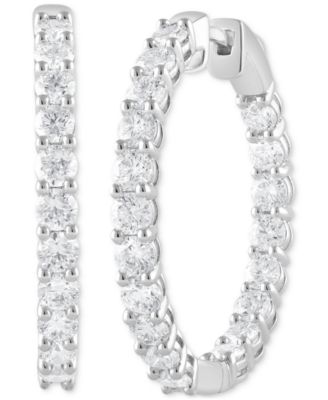 Badgley Mischka - Lab Grown Diamond In & Out Small Hoop Earrings (3 ct. t.w.) in 14k White Gold, 1"