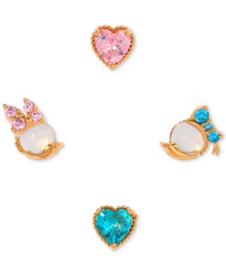 Girls Crew - 18k Gold-Plated 4-Pc. Set Mixed Color Crystal Donald & Daisy Duck Single Stud Earrings
