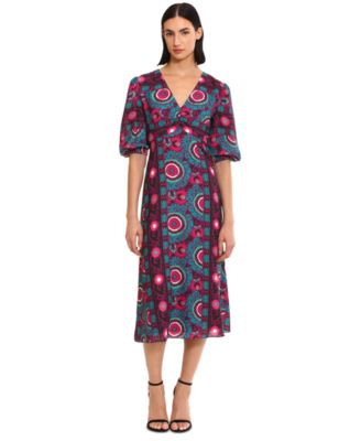 Donna Morgan - Women's Ruched 3/4-Sleeve Midi Dress