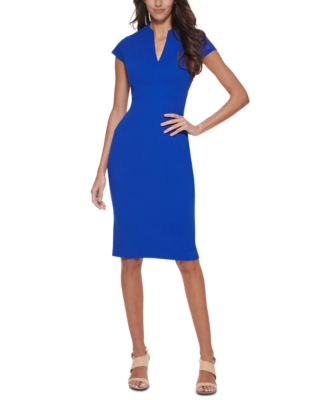 Calvin Klein - Women's V-Neck Cap Sleeve Sheath Dress