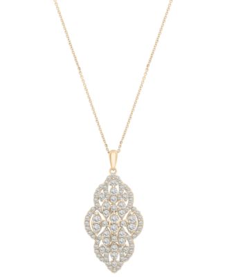 Wrapped in Love - Diamond Filigree Cluster 18" Pendant Necklace (1-1/2 ct. t.w.)