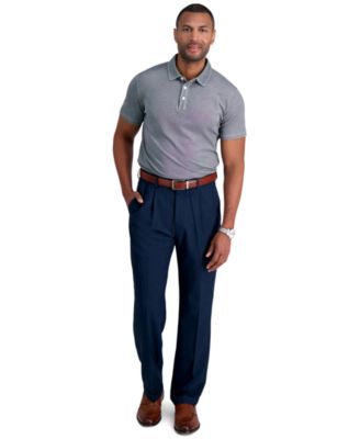 Haggar - Men's Premium Comfort Stretch Classic-Fit Solid Pleated Dress Pants