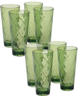Certified International - Green Diamond Acrylic 8-Pc. Iced Tea Glass Set