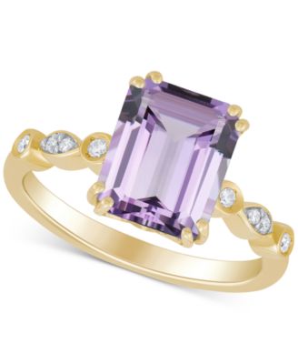 Macy's - Amethyst (3-1/20 ct. t.w.) & Diamond (1/20 ct. t.w.) Ring in 14K Yellow Gold (Also in Citrine, Blue Topaz, & Garnet)