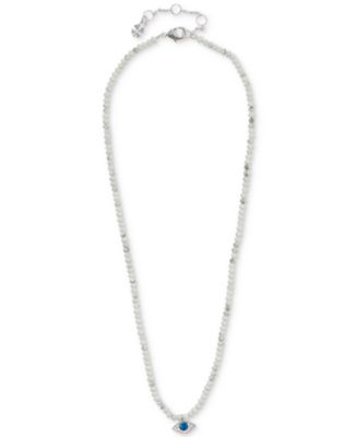 Lucky Brand - Silver-Tone Evil Eye Beaded Necklace