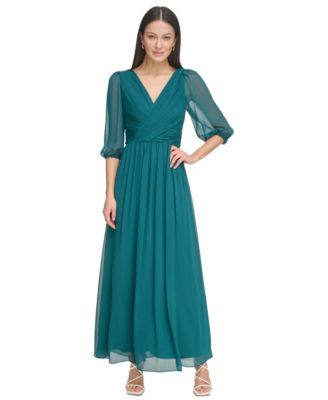 DKNY - Women's Chiffon Balloon-Sleeve Maxi Dress