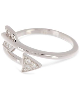 ADORNIA - Silver-Tone Adjustable Crystal Arrow Ring
