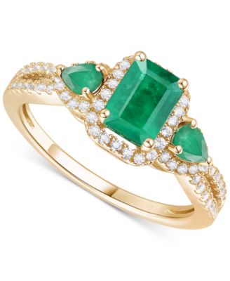 Macy's - Emerald (1-1/3 ct. t.w.) & Diamond Ring (1/3 ct. t.w.) in 14k Gold (Also in Ruby & Sapphire)