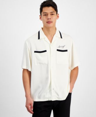 Hugo Boss - Men's Efino 10257845 01 Oversized-Fit Logo Embroidered Button-Down Shirt