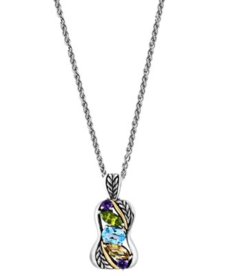 EFFY Collection - Multi-Gemstone 18" Pendant Necklace (2-5/8 ct. t.w.) in Sterling Silver & 18k Gold-Plate