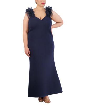 Eliza J - Plus Size Tulle-Strap Sweetheart-Neck Gown