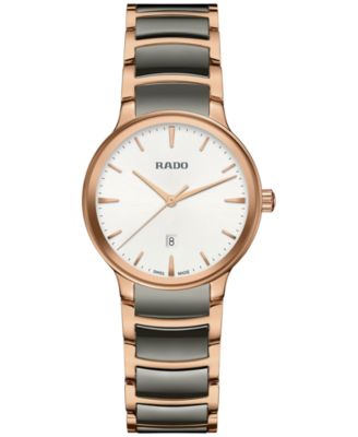 Rado - Women's Swiss Centrix Gray Ceramic & Rose Gold PVD Bracelet Watch 31mm