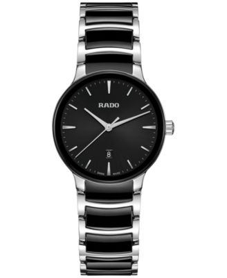 Rado - Women's Swiss Centrix Black Ceramic & Stainless Steel Bracelet Watch 31mm