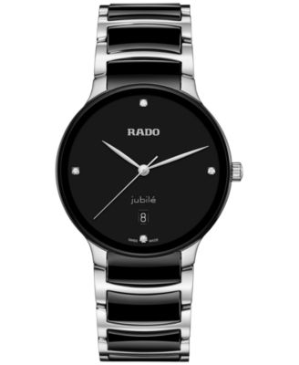 Rado - Unisex Swiss Centrix Diamond (1/20 ct. t.w.) Black Ceramic & Stainless Steel Bracelet Watch 40mm