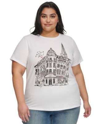 KARL LAGERFELD PARIS - Plus Size City Scene Stud-Trim T-Shirt