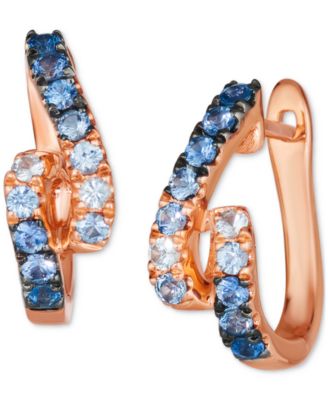 Le Vian - Denim Ombr&eacute; (3/4 ct. t.w.) & White Sapphire (1/8 ct. t.w.) Looped Small Hoop Earrings in 14k Rose Gold, 0.66"