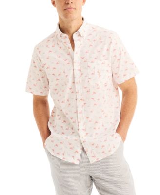 Nautica - Men's Flamingo Print Short Sleeve Button-Down Shirt