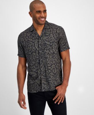 Hugo Boss - Men's Ellino Short Sleeve Logo Graphic Button-Front Camp Shirt