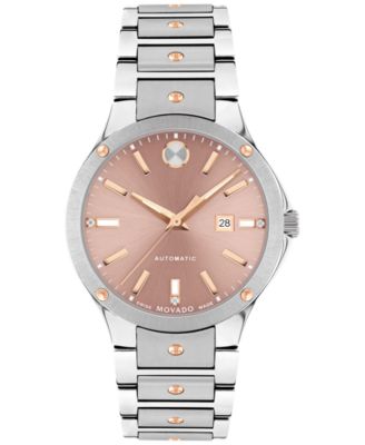 Movado - Women's Swiss Automatic SE Diamond Accent Stainless Steel Bracelet Watch 33mm