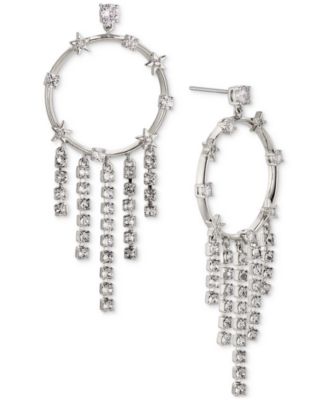 AJOA - Silver-Tone Cubic Zirconia Dreamcatcher Drop Hoop Earrings