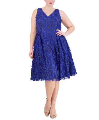 Eliza J - Plus Size 3D Floral Sleeveless Midi Dress