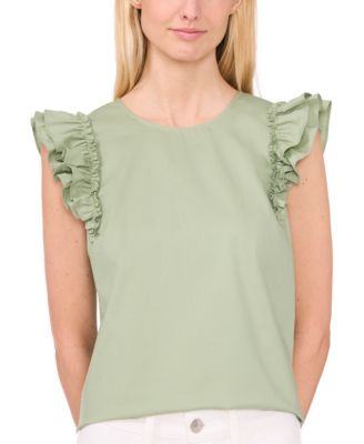 CeCe - Women's Crewneck Ruffle-Sleeve Blouse
