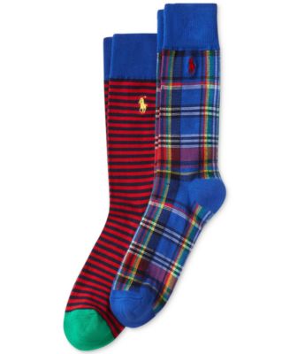 Polo Ralph Lauren - Men's 2-Pk. Stripes & Plaid Slack Socks