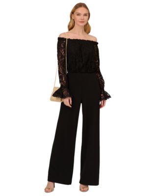 Adrianna Papell - Off-The-Shoulder Lace Jumpsuit